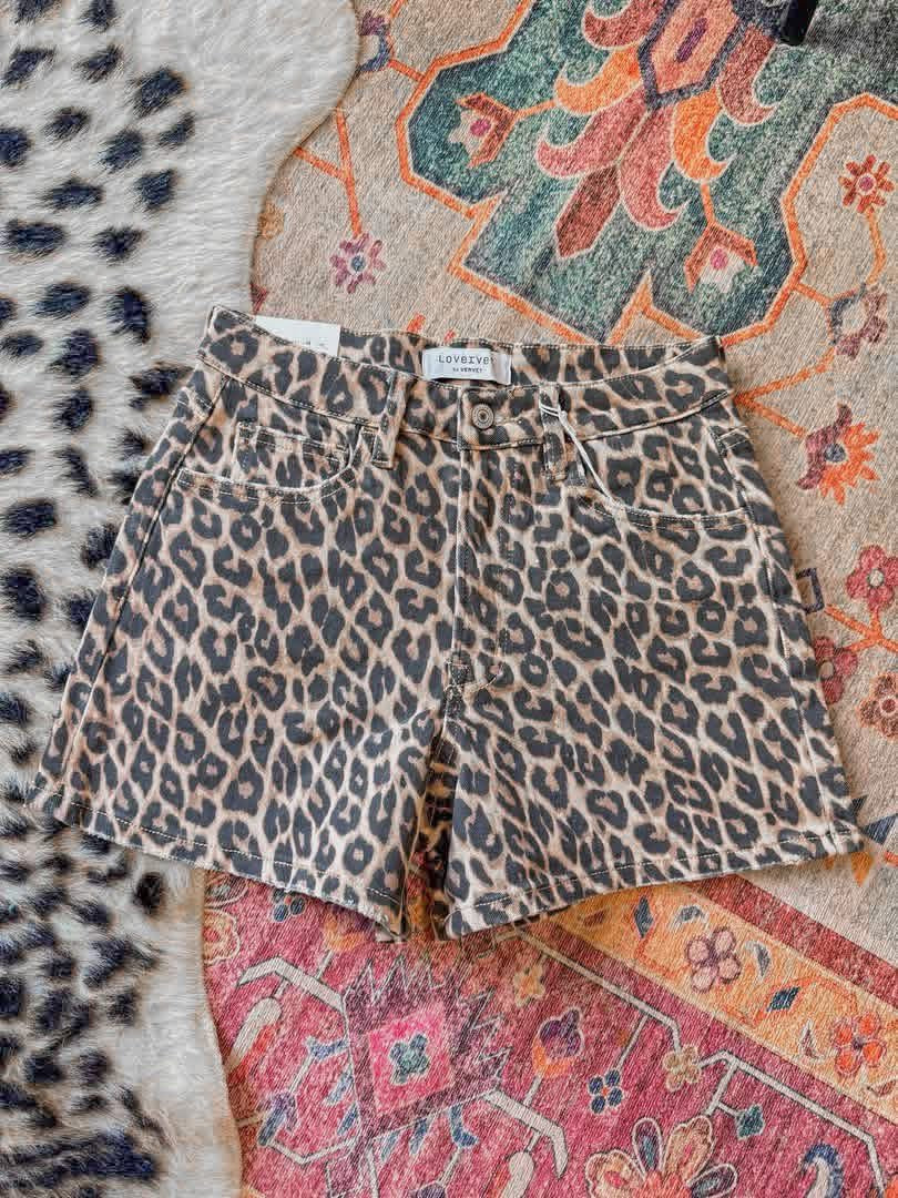 Leopard Denim Shorts