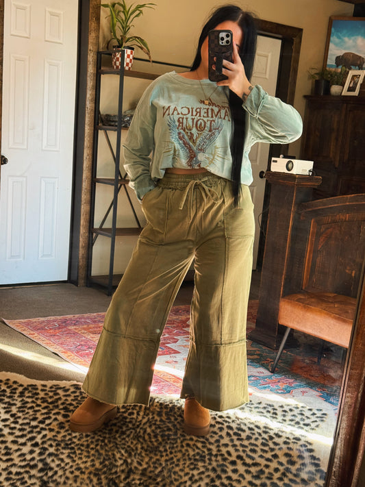 Washed Green Pants