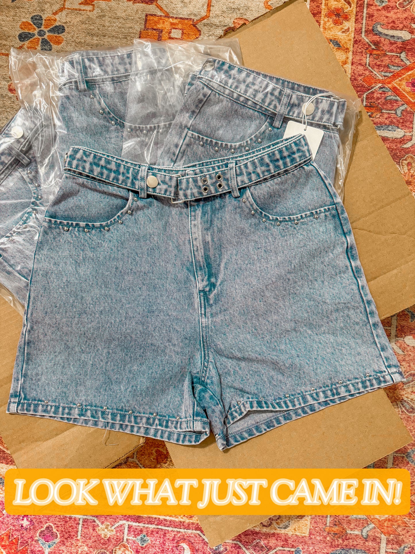 Studded Denim Shorts