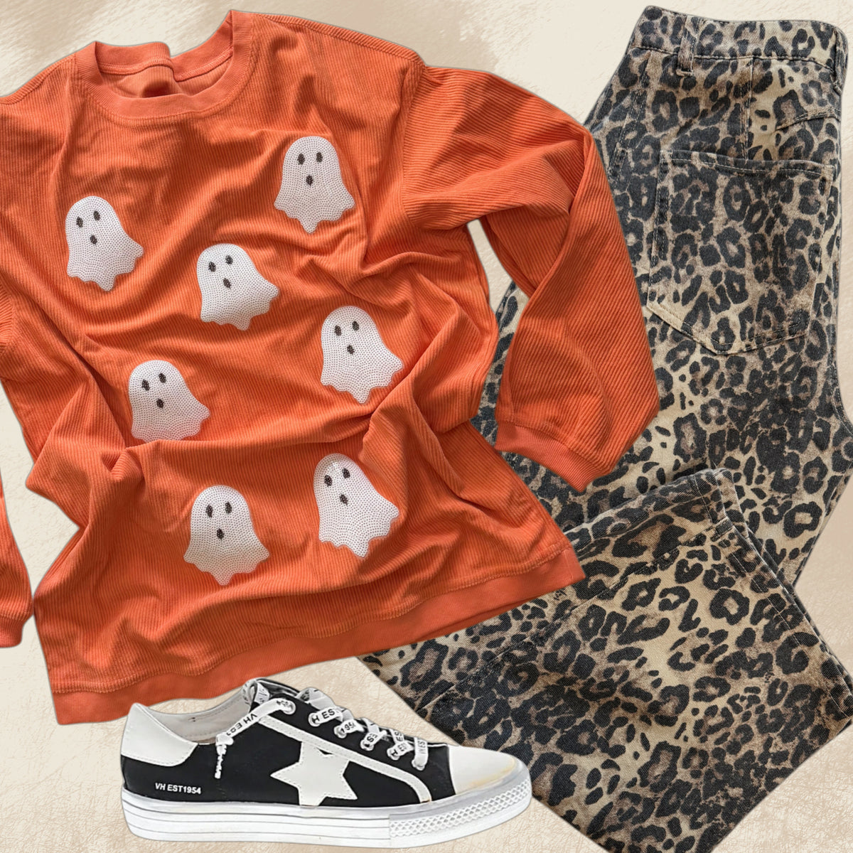 Sequin Ghost Corded Crew