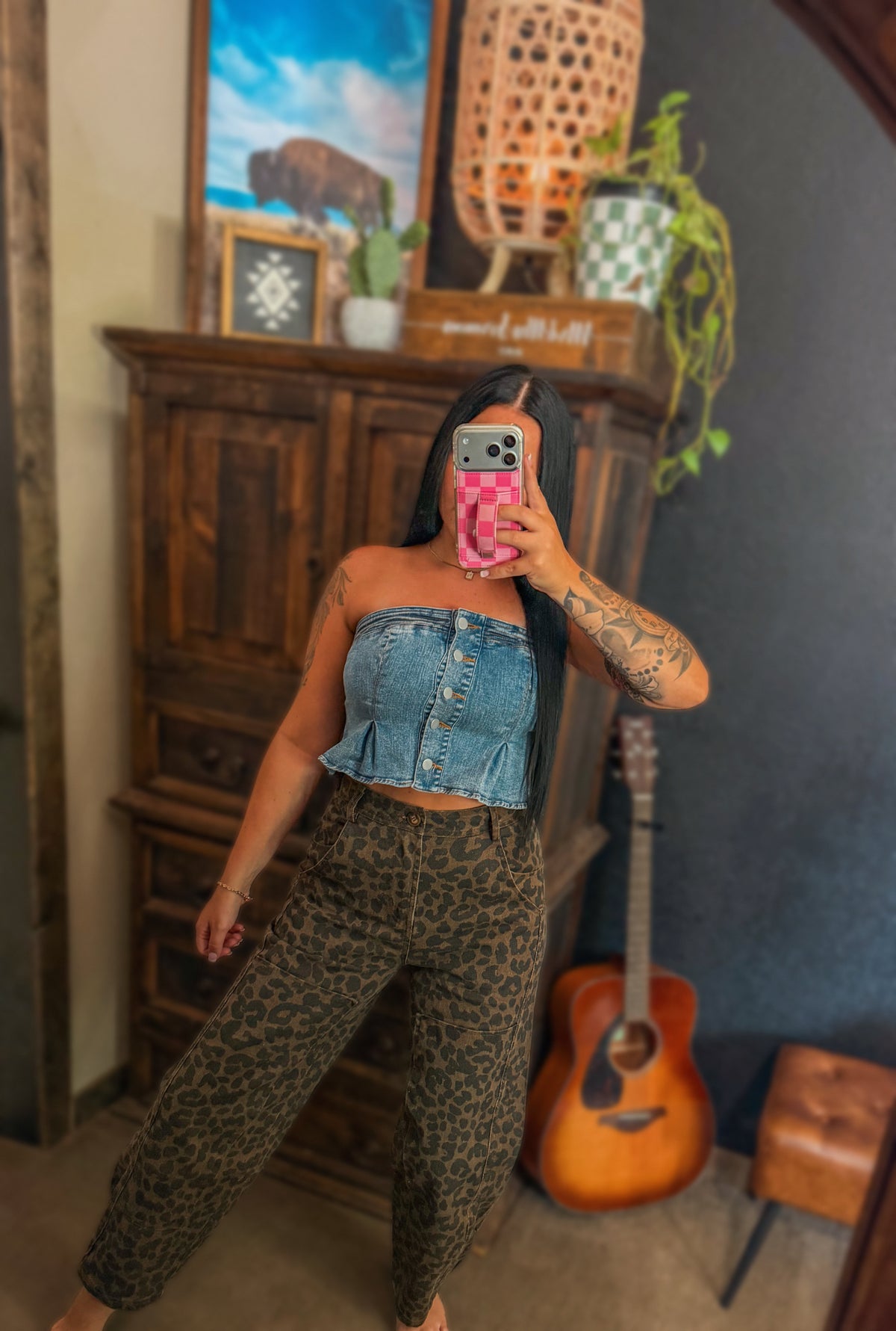 Leopard Barrel Denim