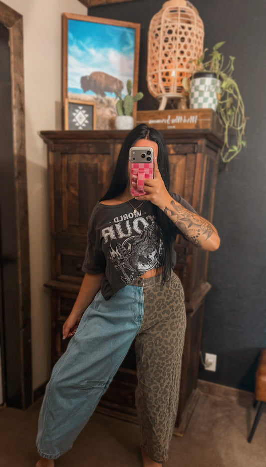 Leopard Split Barrel Jeans