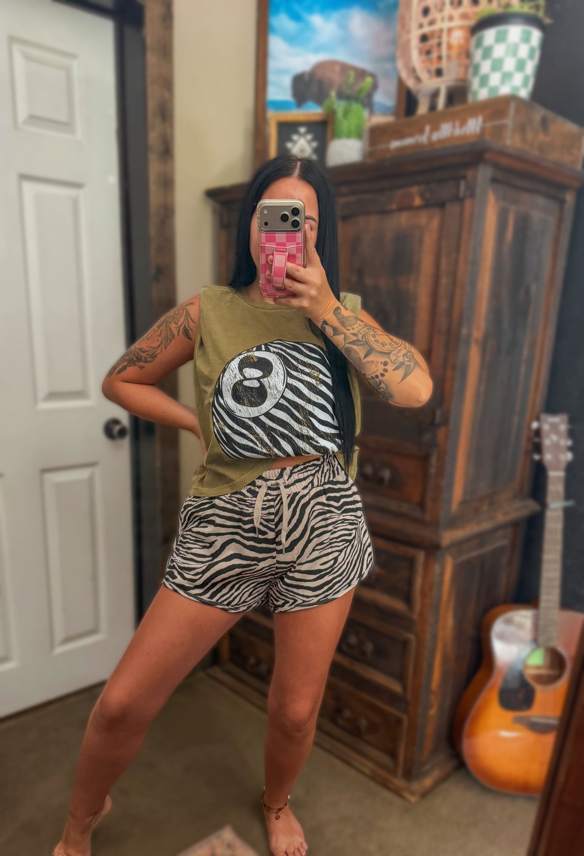 Zebra Drawstring Dolphin Shorts