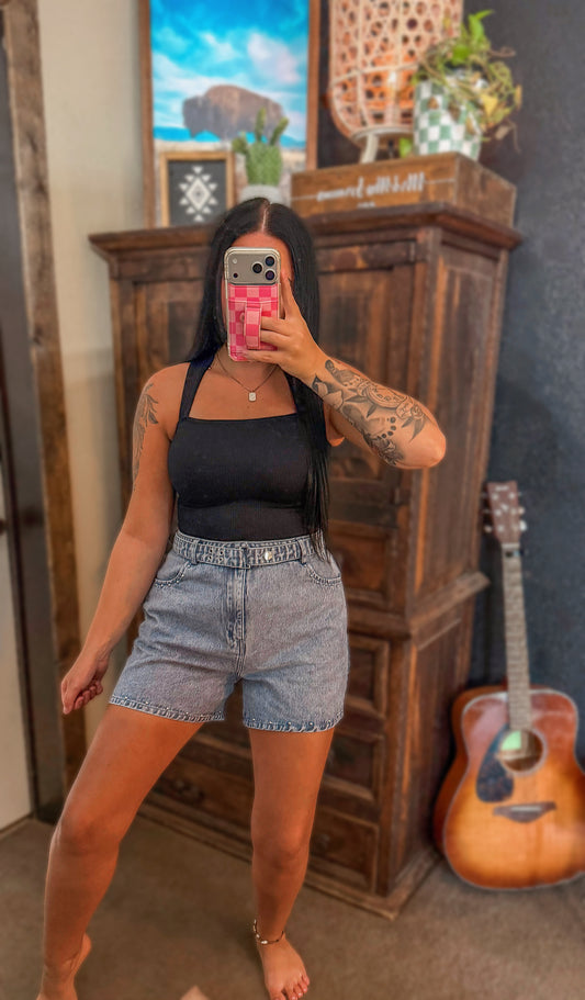 Studded Denim Shorts