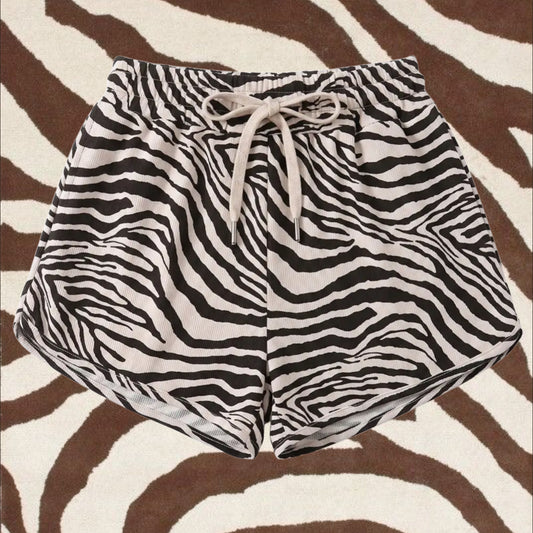 Zebra Drawstring Dolphin Shorts
