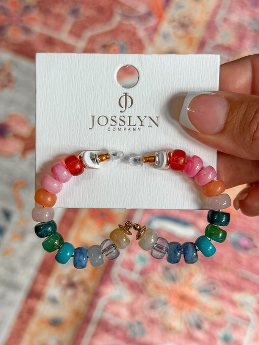 Rainbow Beaded Hoop Earrings